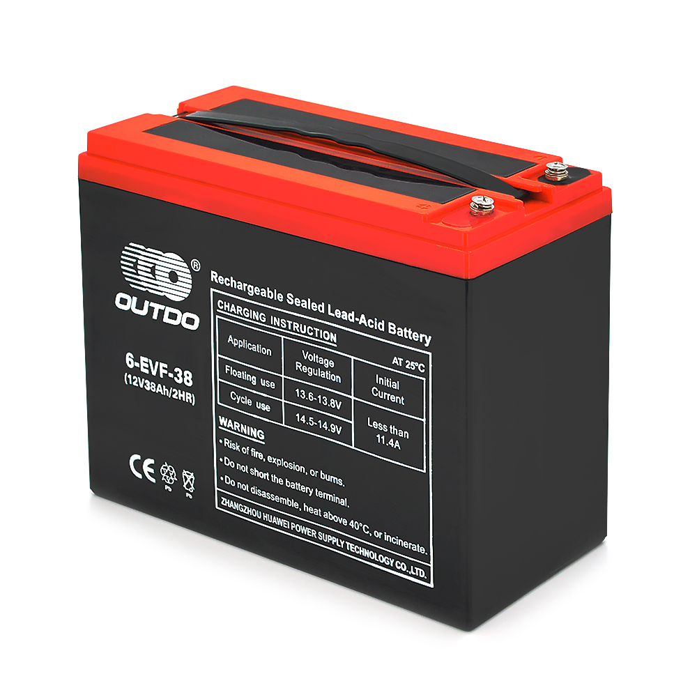 Тяговая аккумуляторная батарея AGM OUTDO 6-DZM-38 (EVF-38), 12V 38Ah, ( 223 х 105 х 174 ), Q1
