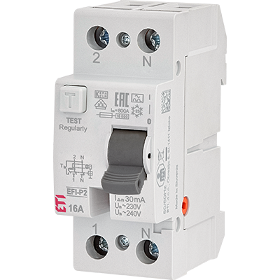 Реле дифференциальное (УЗО) 2р EFI6-P2 16/0,03 тип A (6kA) ETI