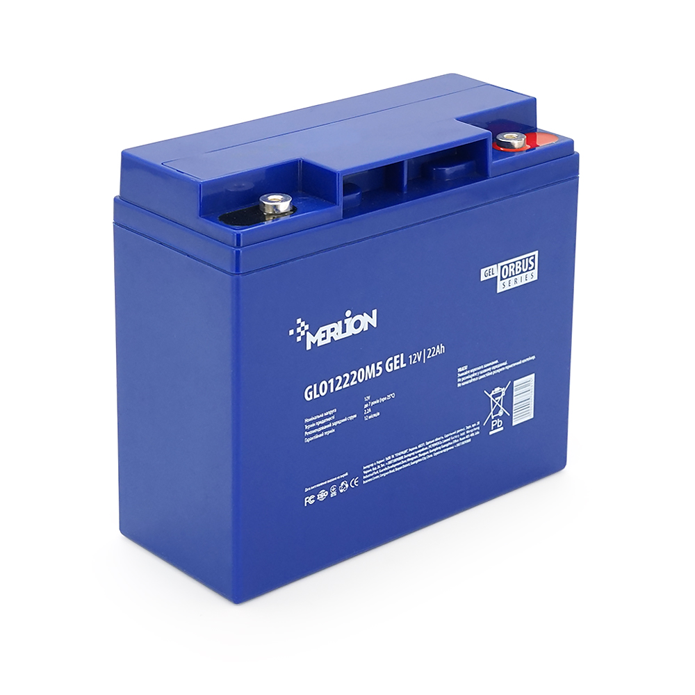 Аккумуляторная батарея MERLION ORBUS GLO12220M5 12 V 22 Ah ( 180 x 78 x 165 (168) ), 4.5 kg BLUE Q4