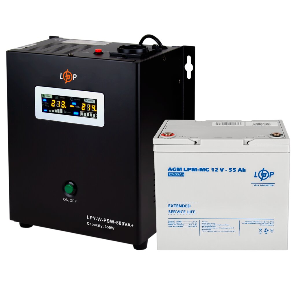 Комплект резервного питания для котла LogicPower ИБП W500 + мультигелевая батарея 720W