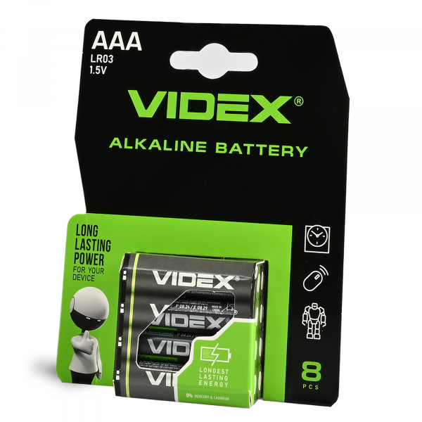 Батарейка лужна Videx LR03/AAA 8шт Blister Card