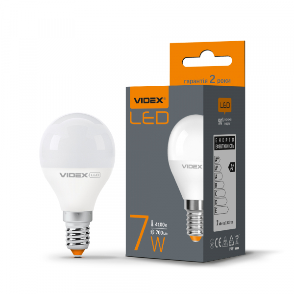 LED лампа VIDEX  G45e 7W E14 4100K