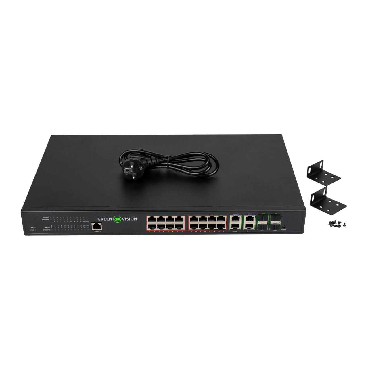 Коммутатор сетевой POE GV-020-AI-16G+4G+4SFP