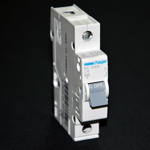 Hager MC104A автоматический выключатель 1P 6kA C-4A 1M