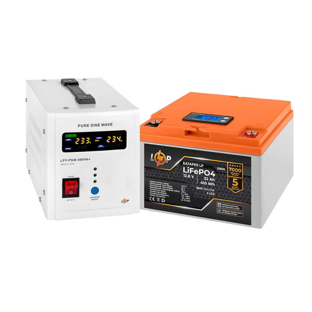 Комплект резервного питания LP (LogicPower) ИБП + литиевая (LiFePO4) батарея (UPS В500+ АКБ LiFePO4 410W)