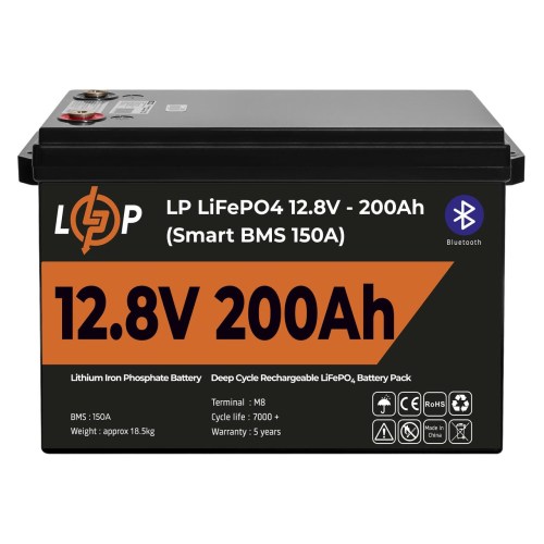 Аккумулятор LP LiFePO4 12V (12,8V) - 200 Ah (2560Wh) (Smart BMS 150А) с BT пластик Уценка