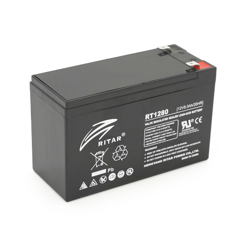 Аккумуляторная батарея AGM RITAR RT1280, Black Case, 12V 8.0Ah ( 151 х 65 х 94 (100) ), 2.16 kg Q10