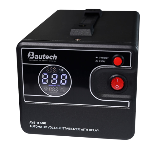 Стабилизатор напряжения релейный Bautech AVS-R500VA / 300W однофазный, напольного монтажа, LED дисплей, диапазон 150-270V, AC230&plusmn;8%, 140x118x220мм