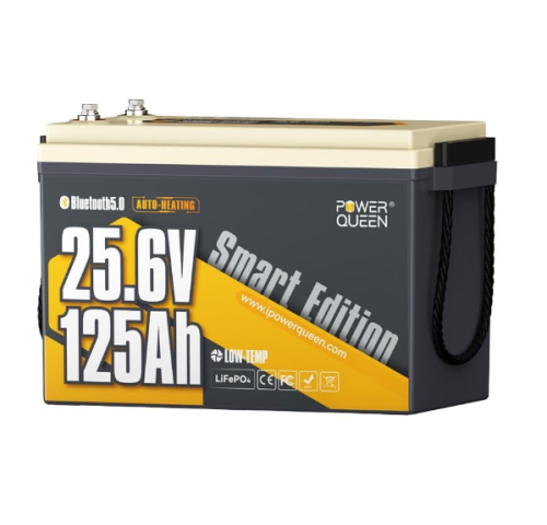 Аккумуляторная батарея LiFePO4 Power Queen 25.6V 125Ah, 3200Wh, BMS 125A, BT&amp;heating, Bluetooth, &ge;4000 циклов, 390*203*254mm, 23.8kg
