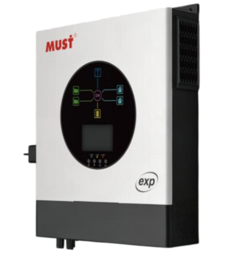 Гибридный инвертор MUST PV19-8048EXP, 8000W, 48V, ток заряда 1-100А, 160-275V, 2*MPPT (120А, 450 Vdc), USB, RS485. CAN. WiFi.parallel. 490х300х150