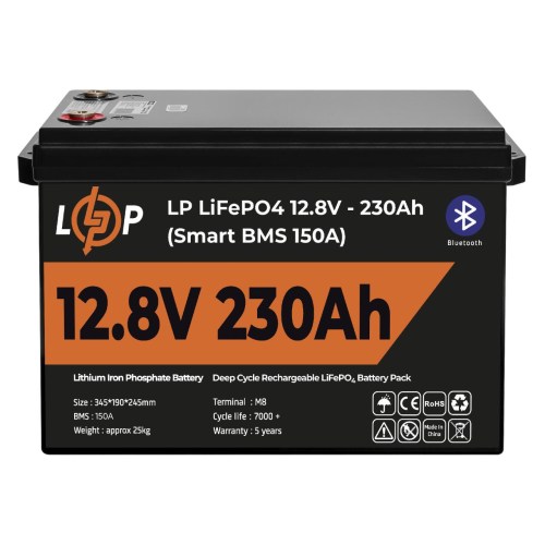 Аккумулятор LP LiFePO4 12V (12,8V) - 230 Ah (2944Wh) (Smart BMS 150А) с BT пластик