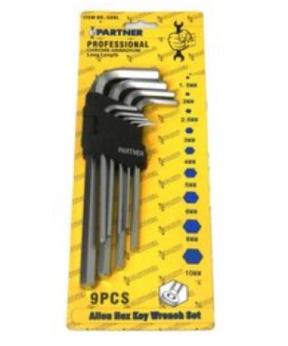Набор ключей 6-гранных Г-образных 9 предметов(1,5-10мм) в пластиковом держателе Partner PA-509