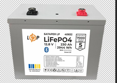 Аккумулятор LP LiFePO4 12,8V - 230 Ah (2944Wh) (BMS 200A/100А) Метал Smart BT